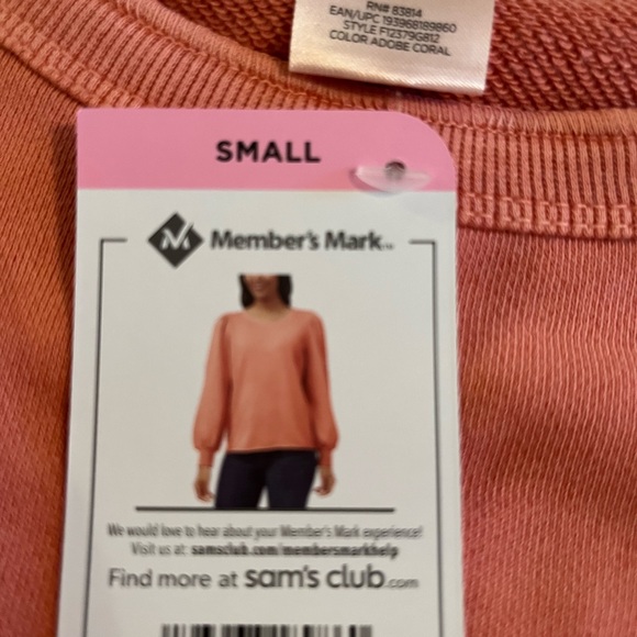 Woman’s size small coral fashion sleeved sweatshirt  puff shoulder detail. - Picture 5 of 5